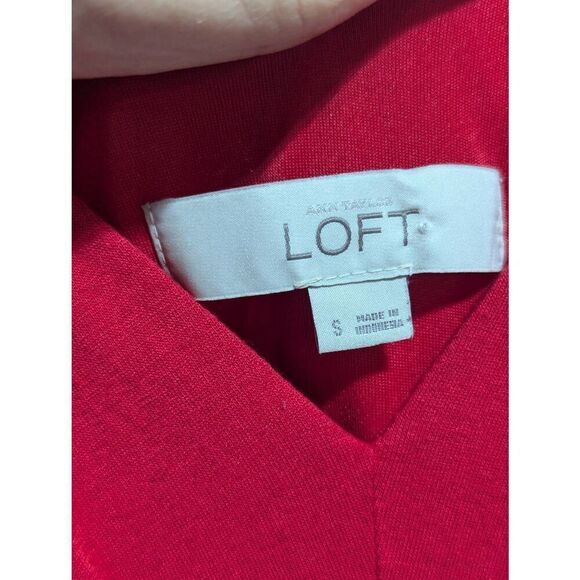 Loft Women's Red V-Neck Front & V-Back Pullover Sleeveless Midi Dress Size S - Picture 2 of 6